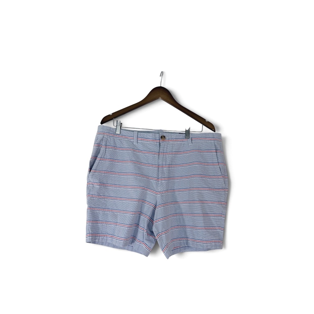 Vineyard Vines Island Short Mens 38 Blue Red Striped Seersucker Cotton Stretch